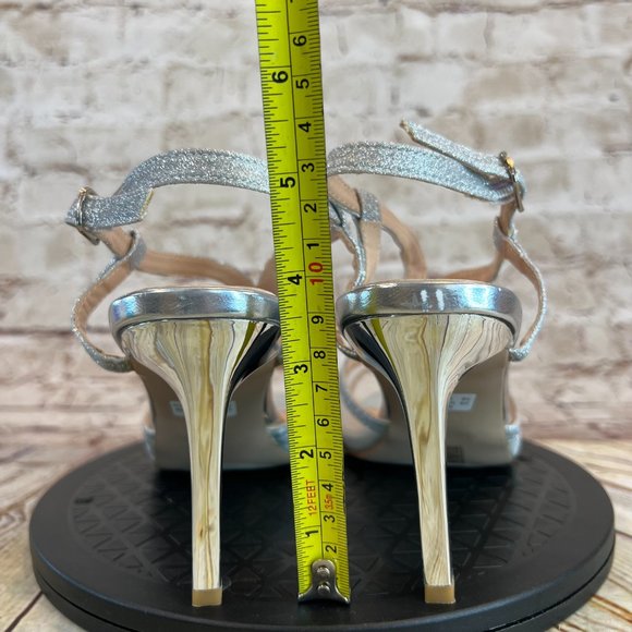 Dream Pairs Metallic Silver Open Toe Adjustable Ankle Strap High Heels Size 10 - Picture 3 of 9